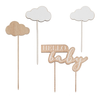 Cake Topper Wood - Hello Baby